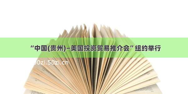 “中国(贵州)—美国投资贸易推介会”纽约举行