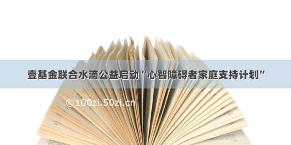 壹基金联合水滴公益启动“心智障碍者家庭支持计划”