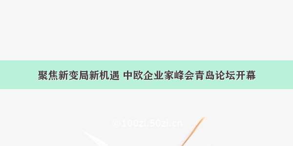 聚焦新变局新机遇 中欧企业家峰会青岛论坛开幕