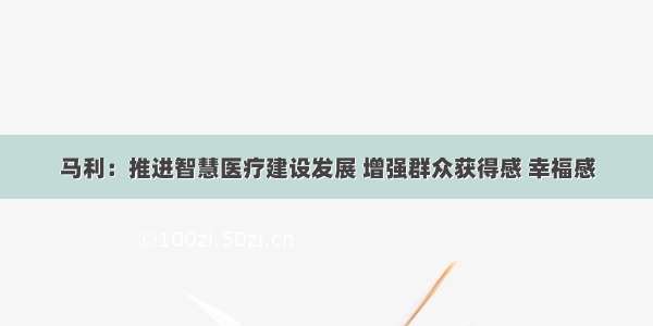 马利：推进智慧医疗建设发展 增强群众获得感 幸福感