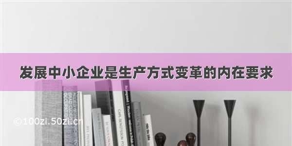 发展中小企业是生产方式变革的内在要求