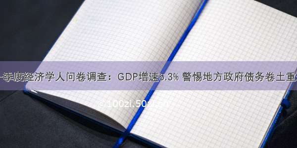 一季度经济学人问卷调查：GDP增速6.3% 警惕地方政府债务卷土重来