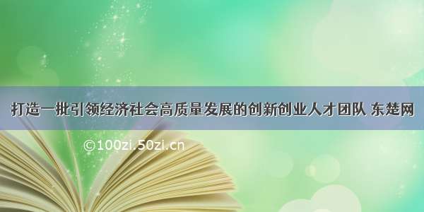 打造一批引领经济社会高质量发展的创新创业人才团队 东楚网