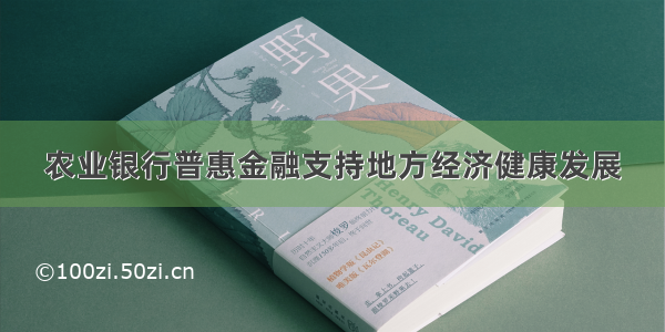 农业银行普惠金融支持地方经济健康发展