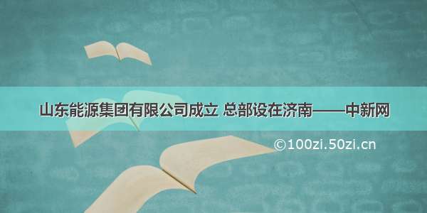 山东能源集团有限公司成立 总部设在济南——中新网