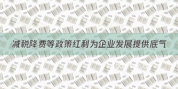 减税降费等政策红利为企业发展提供底气