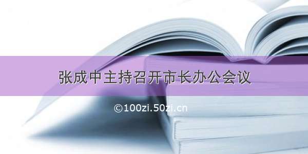 张成中主持召开市长办公会议