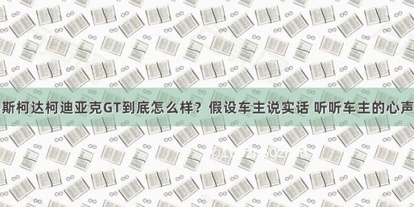 斯柯达柯迪亚克GT到底怎么样？假设车主说实话 听听车主的心声