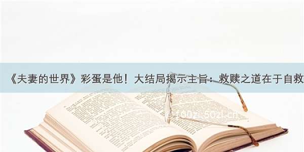 《夫妻的世界》彩蛋是他！大结局揭示主旨：救赎之道在于自救