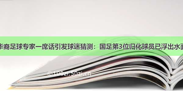 华裔足球专家一席话引发球迷猜测：国足第3位归化球员已浮出水面