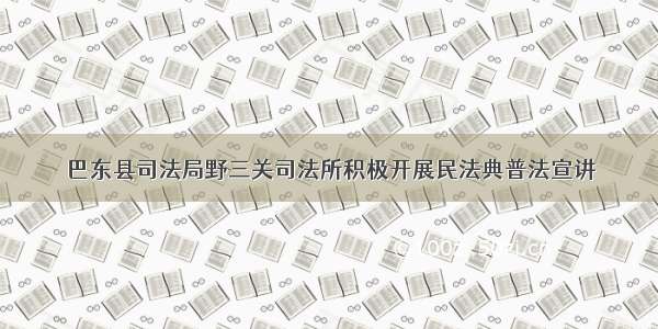 巴东县司法局野三关司法所积极开展民法典普法宣讲