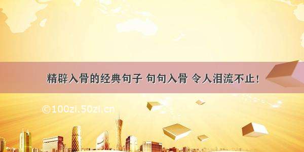 精辟入骨的经典句子 句句入骨 令人泪流不止！