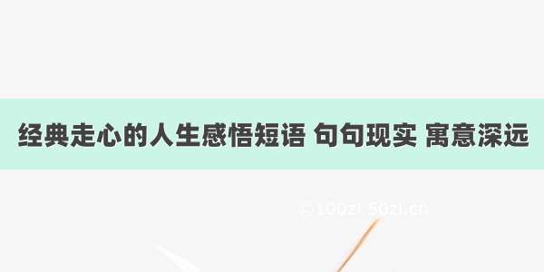 经典走心的人生感悟短语 句句现实 寓意深远