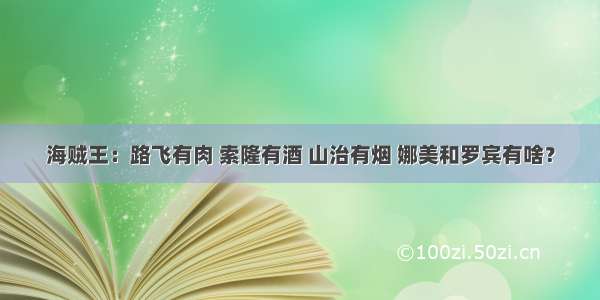 海贼王：路飞有肉 索隆有酒 山治有烟 娜美和罗宾有啥？