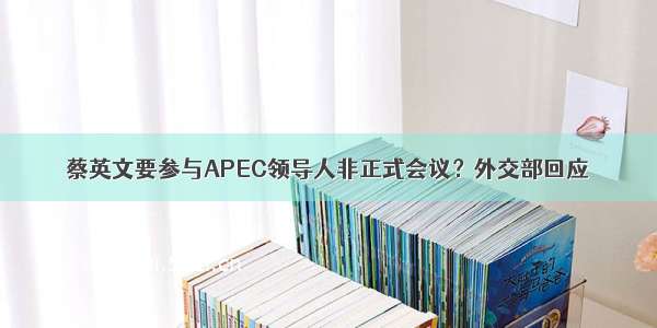 蔡英文要参与APEC领导人非正式会议？外交部回应