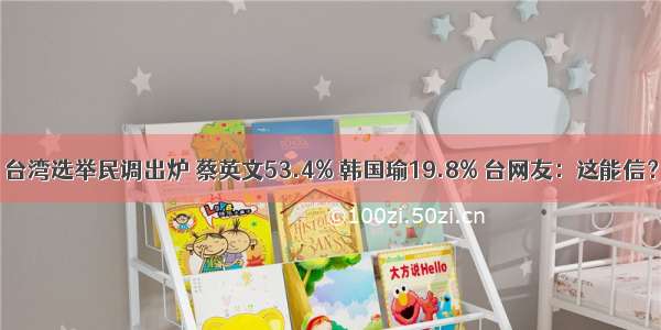 台湾选举民调出炉 蔡英文53.4% 韩国瑜19.8% 台网友：这能信？