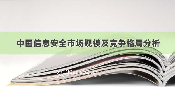 中国信息安全市场规模及竞争格局分析