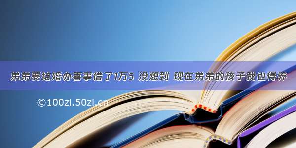 弟弟要结婚办喜事借了1万5 没想到 现在弟弟的孩子我也得养