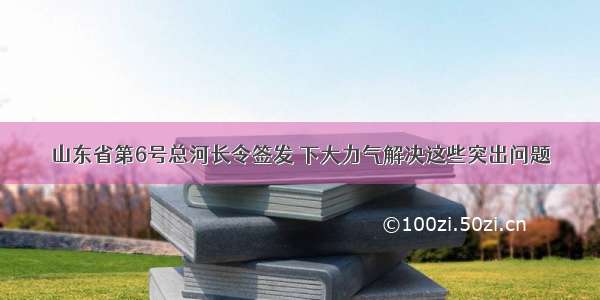 山东省第6号总河长令签发 下大力气解决这些突出问题