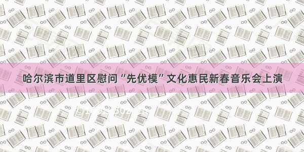 哈尔滨市道里区慰问“先优模”文化惠民新春音乐会上演