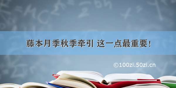 藤本月季秋季牵引 这一点最重要！