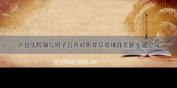 泸县法院领导班子召开对照党章党规找差距专题会议