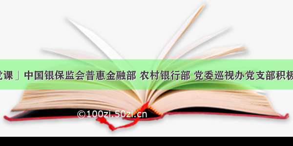 「书记讲党课」中国银保监会普惠金融部 农村银行部 党委巡视办党支部积极开展强化政