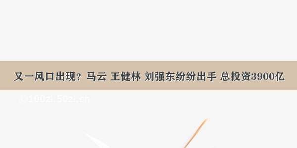 又一风口出现？马云 王健林 刘强东纷纷出手 总投资3900亿