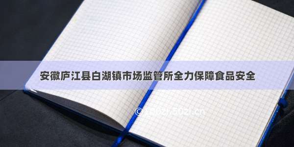 安徽庐江县白湖镇市场监管所全力保障食品安全