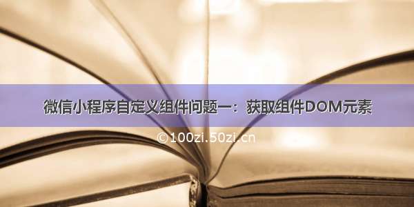 微信小程序自定义组件问题一：获取组件DOM元素