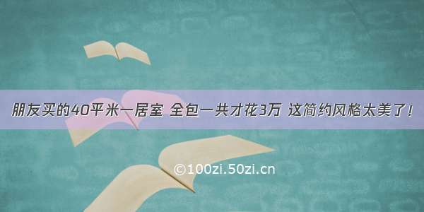 朋友买的40平米一居室 全包一共才花3万 这简约风格太美了！