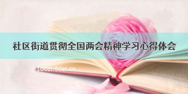 社区街道贯彻全国两会精神学习心得体会