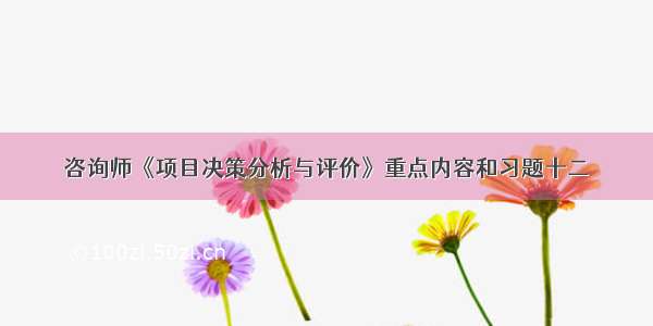 咨询师《项目决策分析与评价》重点内容和习题十二