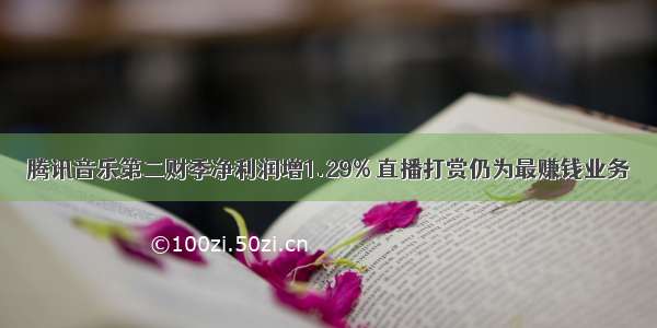 腾讯音乐第二财季净利润增1.29% 直播打赏仍为最赚钱业务