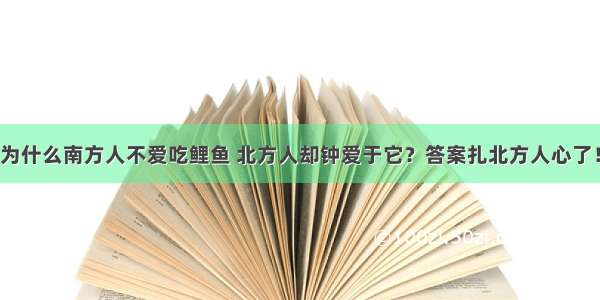 为什么南方人不爱吃鲤鱼 北方人却钟爱于它？答案扎北方人心了！