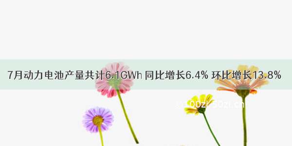 7月动力电池产量共计6.1GWh 同比增长6.4% 环比增长13.8%