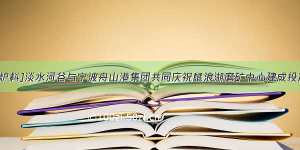 [炉料]淡水河谷与宁波舟山港集团共同庆祝鼠浪湖磨矿中心建成投产