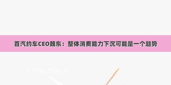 首汽约车CEO魏东：整体消费能力下沉可能是一个趋势