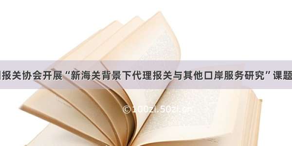 中国报关协会开展“新海关背景下代理报关与其他口岸服务研究”课题调研