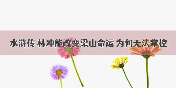 水浒传 林冲能改变梁山命运 为何无法掌控