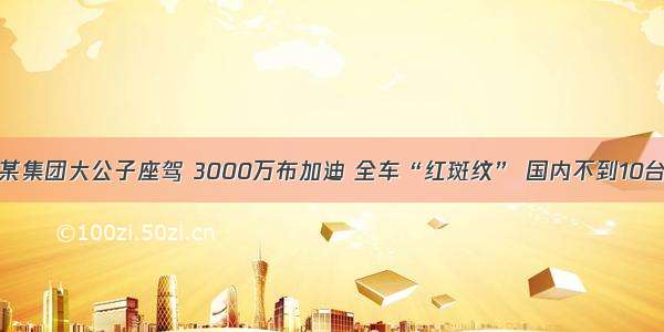 某集团大公子座驾 3000万布加迪 全车“红斑纹” 国内不到10台