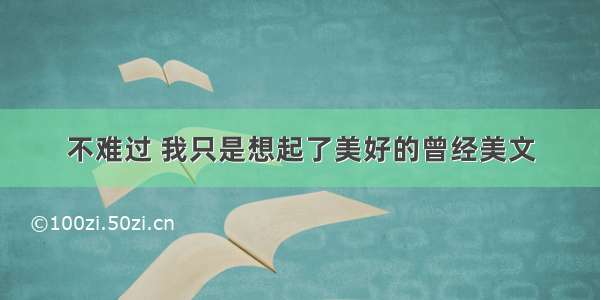 不难过 我只是想起了美好的曾经美文