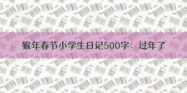猴年春节小学生日记500字：过年了