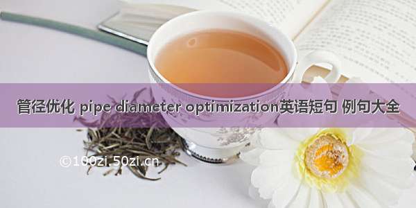 管径优化 pipe diameter optimization英语短句 例句大全