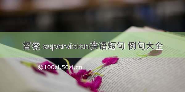 督察 supervision英语短句 例句大全