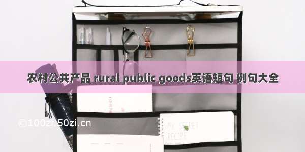 农村公共产品 rural public goods英语短句 例句大全