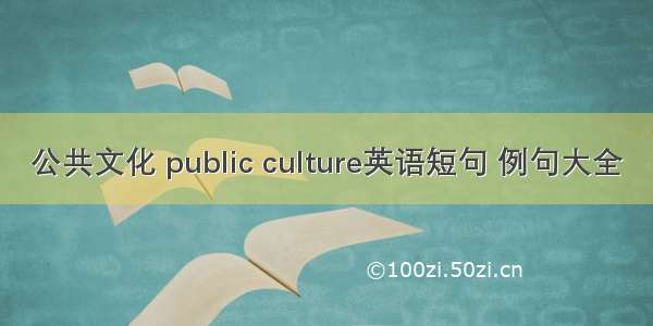 公共文化 public culture英语短句 例句大全