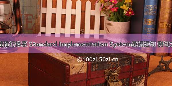 标准推行体系 Standard Implementation System英语短句 例句大全