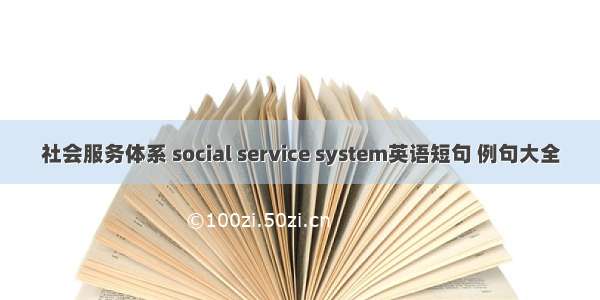 社会服务体系 social service system英语短句 例句大全