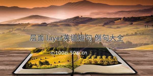 层面 layer英语短句 例句大全